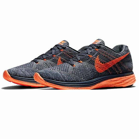 Nike Flyknit Lunar 3 Classic Charcoal Orange Nike Shoes Jordans