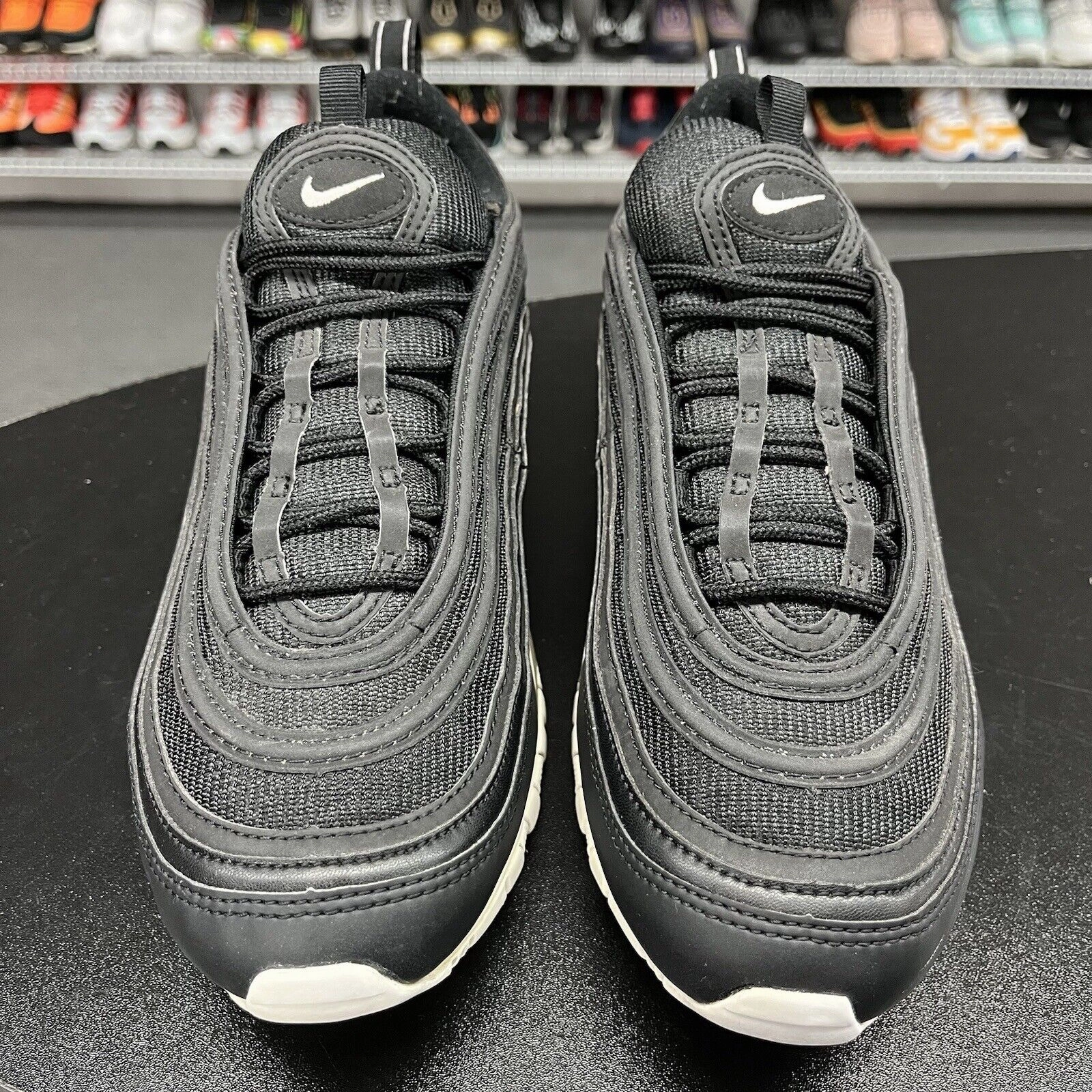 Nike Men's Air Max 97 Black White Athletic Running Shoes 921826-001 Size 9.5 Shoes Without Laces Nike