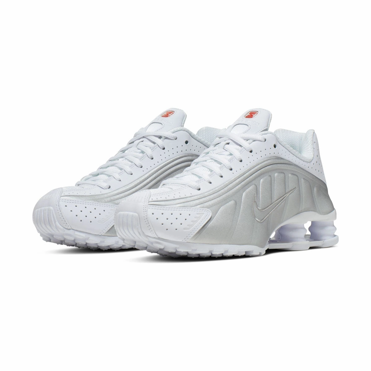 Nike Shox R4 'White Metallic Silver' Women's Shoes No Lace Nike Shoes