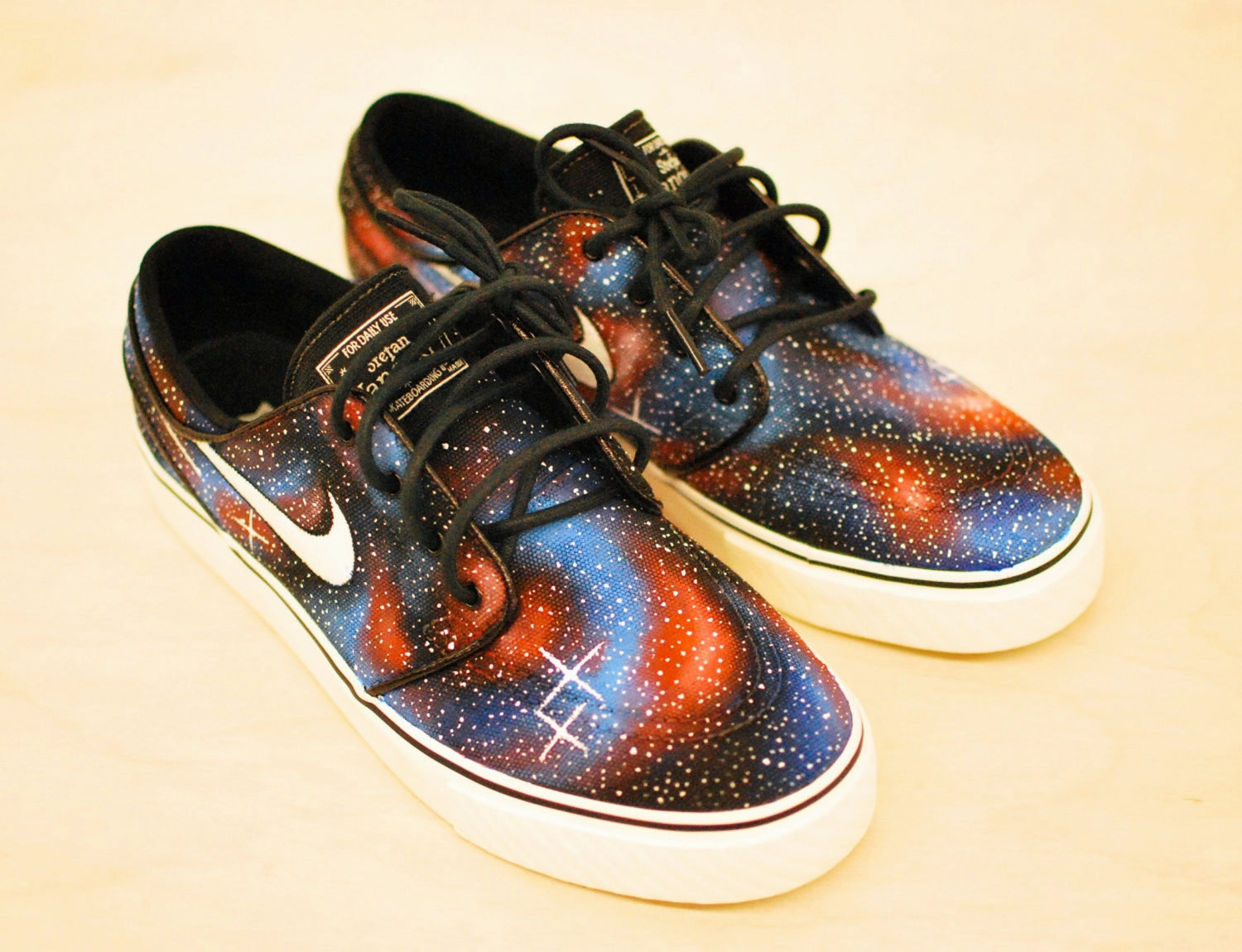 Nike Without Laces Nike Zoom Stefan Janoski Blue and Orange colorways Galaxy Sneakers