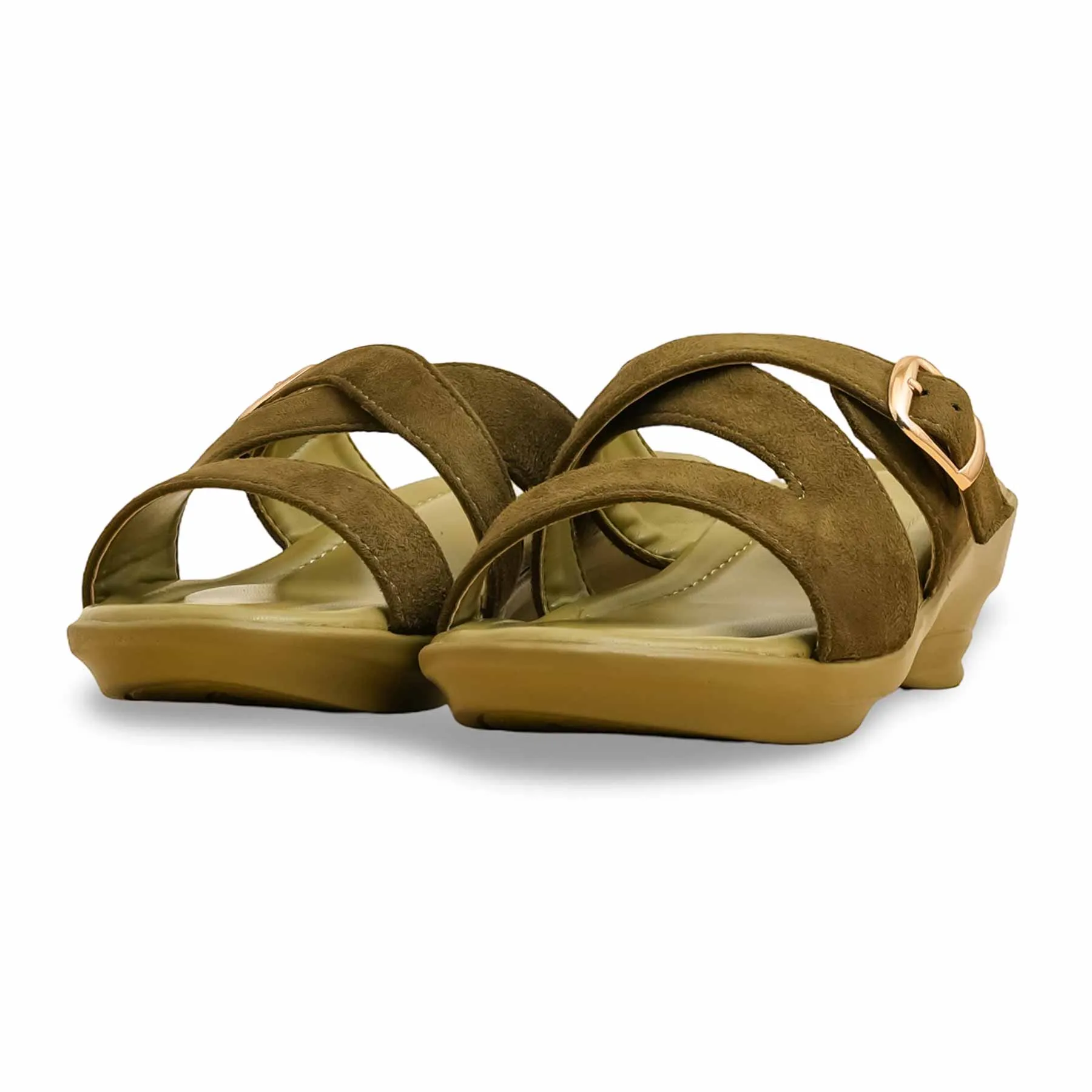 Slides Arch Support Olive Formal Slipper For Women PU0578