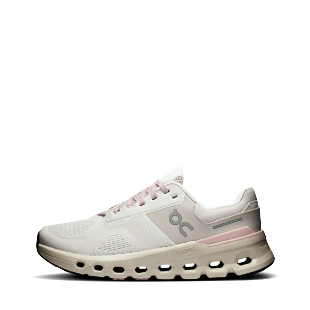 On Women's Cloudrunner 2 Sneaker in Silver/Mauve Fitted Running Shoes