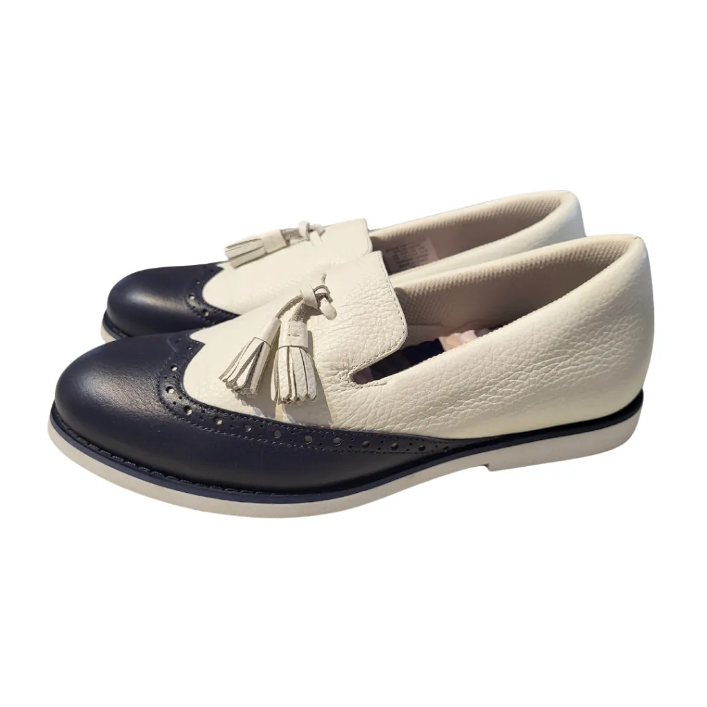 G/Fore White & Navy Cruiser Brogue Tassel Golf Shoes Size 8.5 MSP$225 Outlet Golf Shoes
