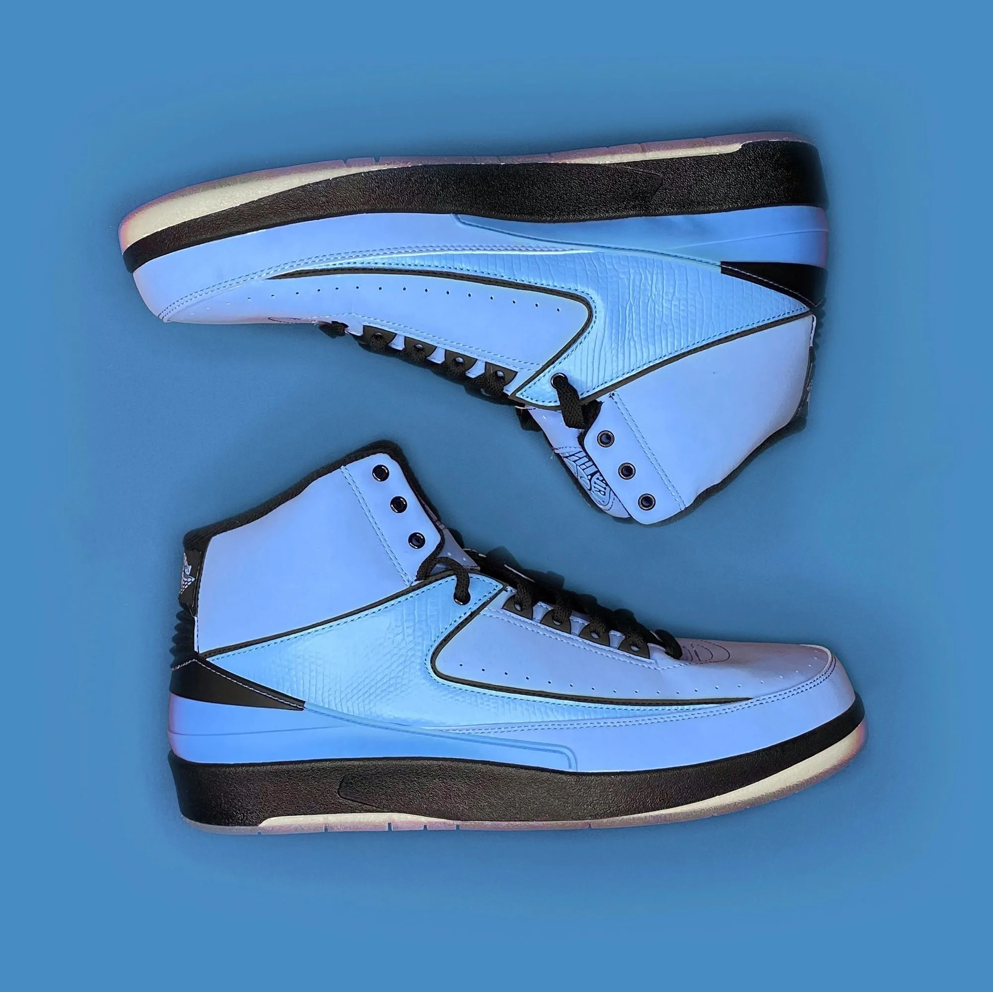 Nike Air Jordan 2 QF Custom "Wings" Label UNC Sneakers 10.5 Wide