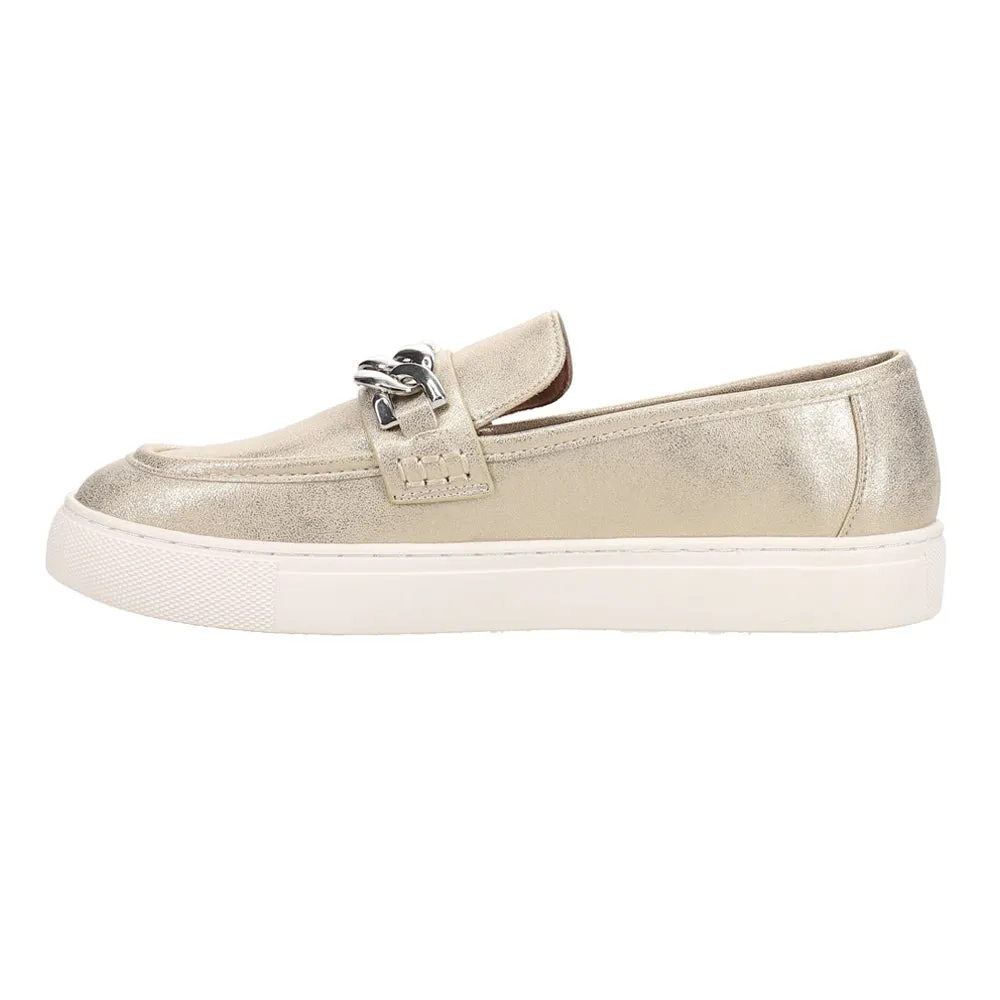 Chain Reaction Metallic Slip On Sneakers High Heel Loafers
