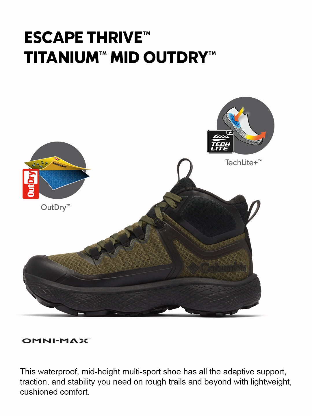 Columbia Men Green OmniMax Escape Thrive Titanium Waterproof Hiking and Trekking Shoes Hiking Boots Warm