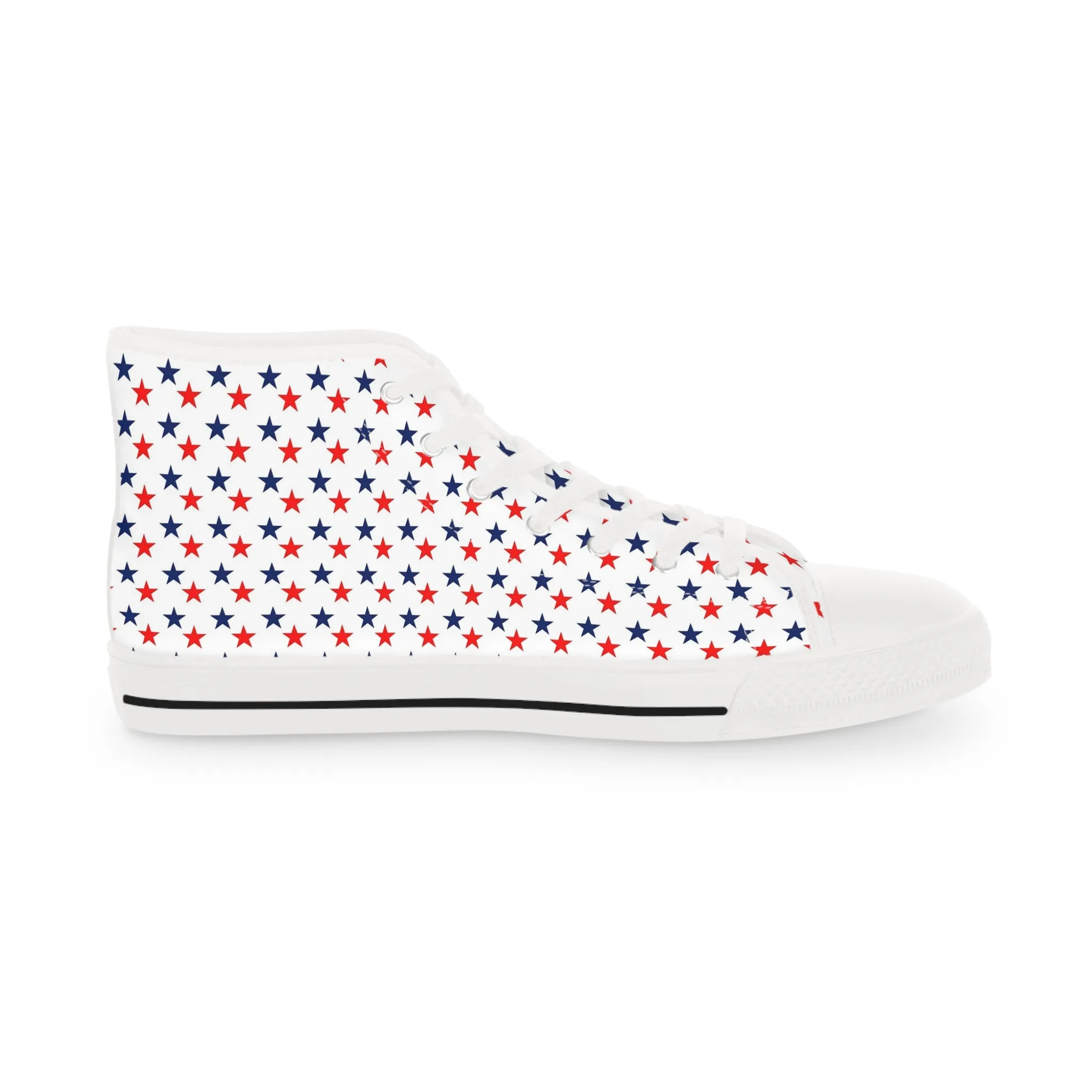 Patriotic Star-Printed High Top Sneakers for Men, Trendy Canvas Sneakers, Casual Footwear, Summer Style, 4th of July Shoes, Gift for Him Narrow Sneakers