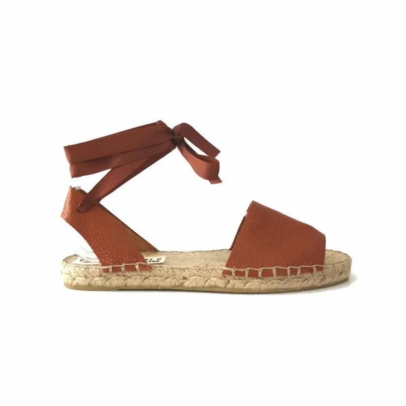 Shoes Wedge Sandals Leather Espadrilles Sandals - Tan - Classic Sole