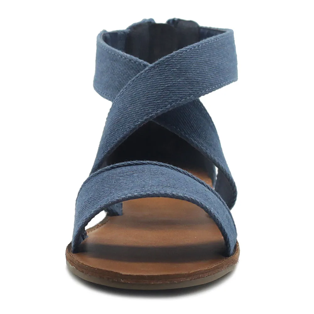 Ollio Women's Shoes Zip Up Gladiator Criss Cross Strap Flat Sandals Under Armour Fat Tire Sandals