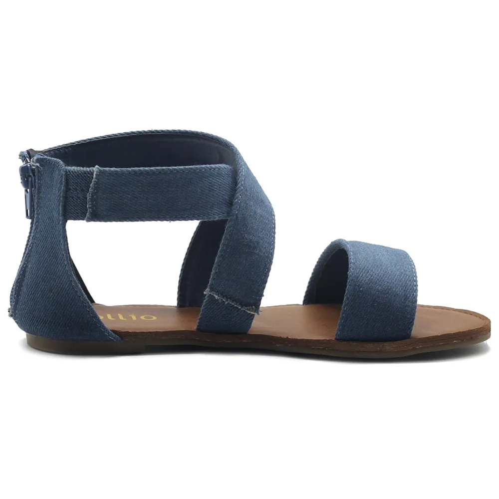 Sandals For Bunionettes Ollio Women's Shoes Zip Up Gladiator Criss Cross Strap Flat Sandals