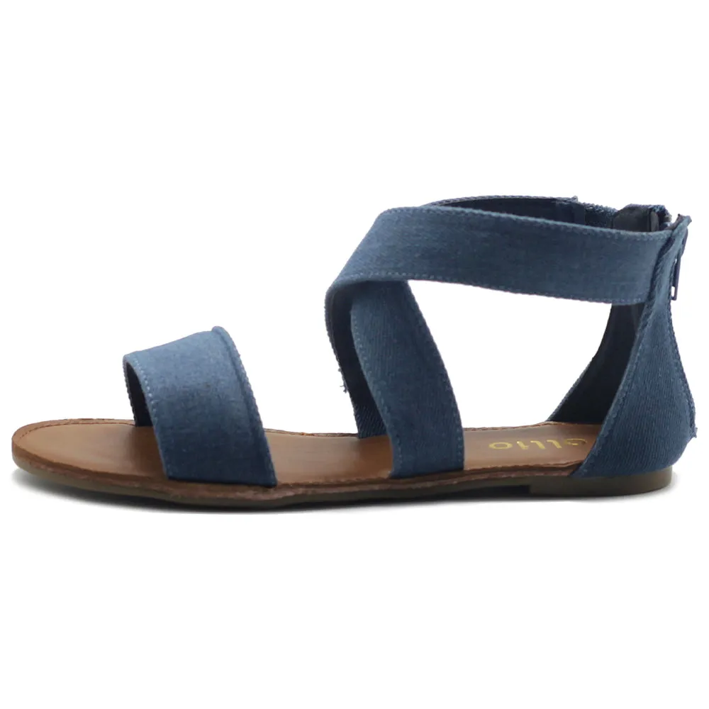 Ollio Women's Shoes Zip Up Gladiator Criss Cross Strap Flat Sandals Boot Sandals Heels