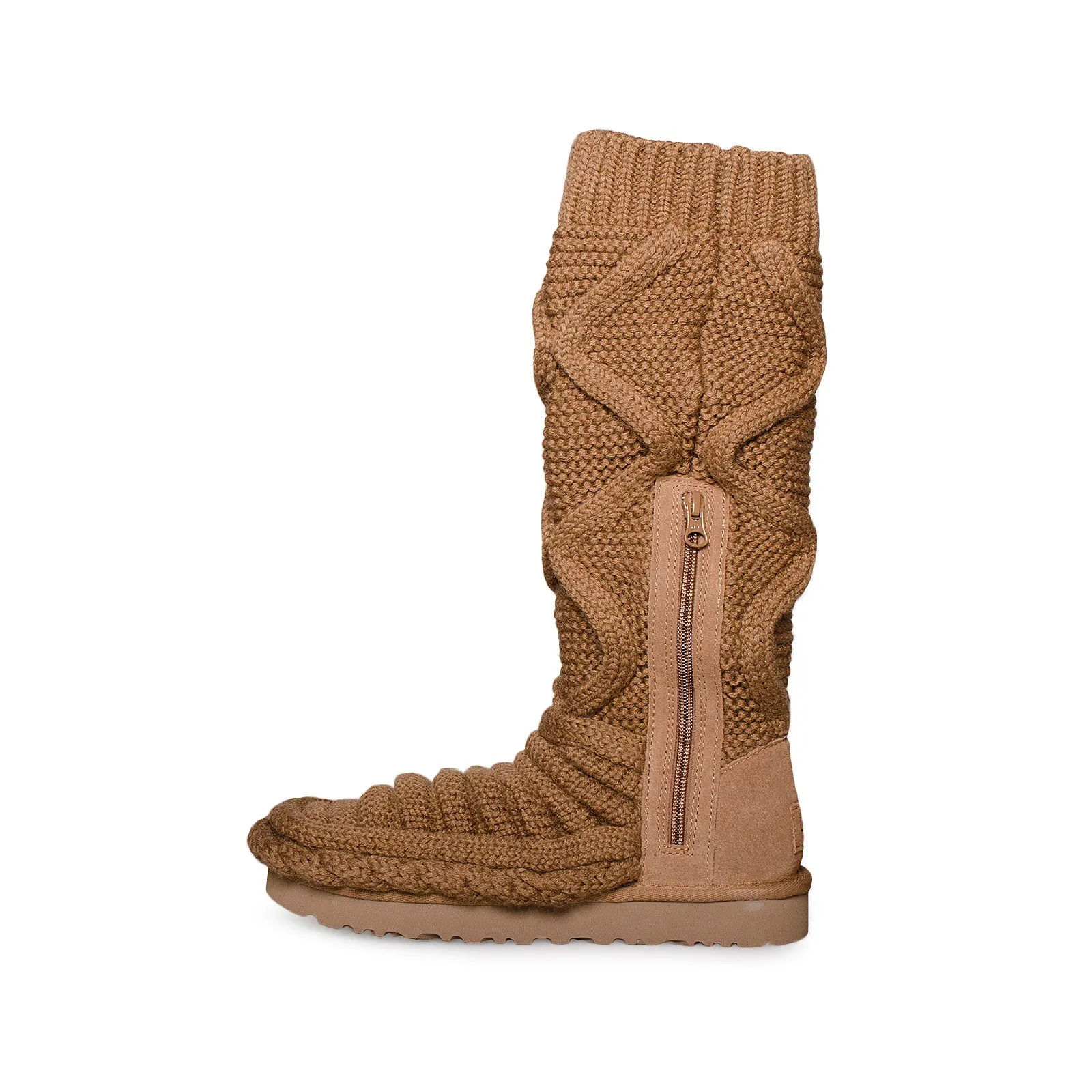 UGG Classic Tall Chunky Knit Chestnut Boots - Women's Boots Equine