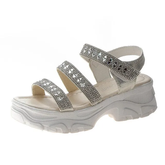 Sandals With Bows Crystal Gladiator Sandals