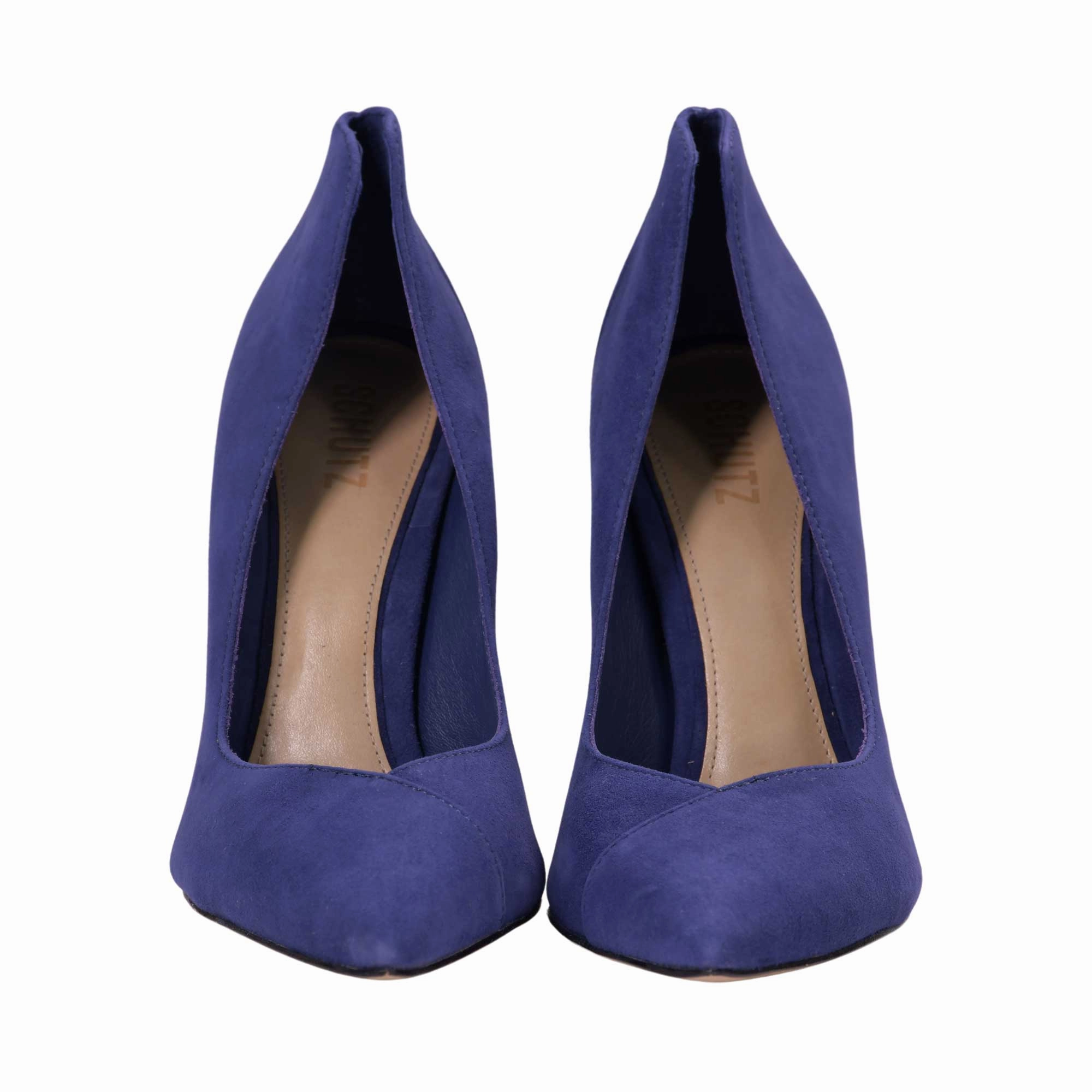 Schutz Women's Scarpin Blue Oxford High Heel Pump 1461 Smooth Leather Oxford Shoes Outfit