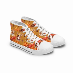Stacked High Heels Novelty Shoes for Women Autumn Vibes High Top Sneakers,Fall Mouse Sweater Design