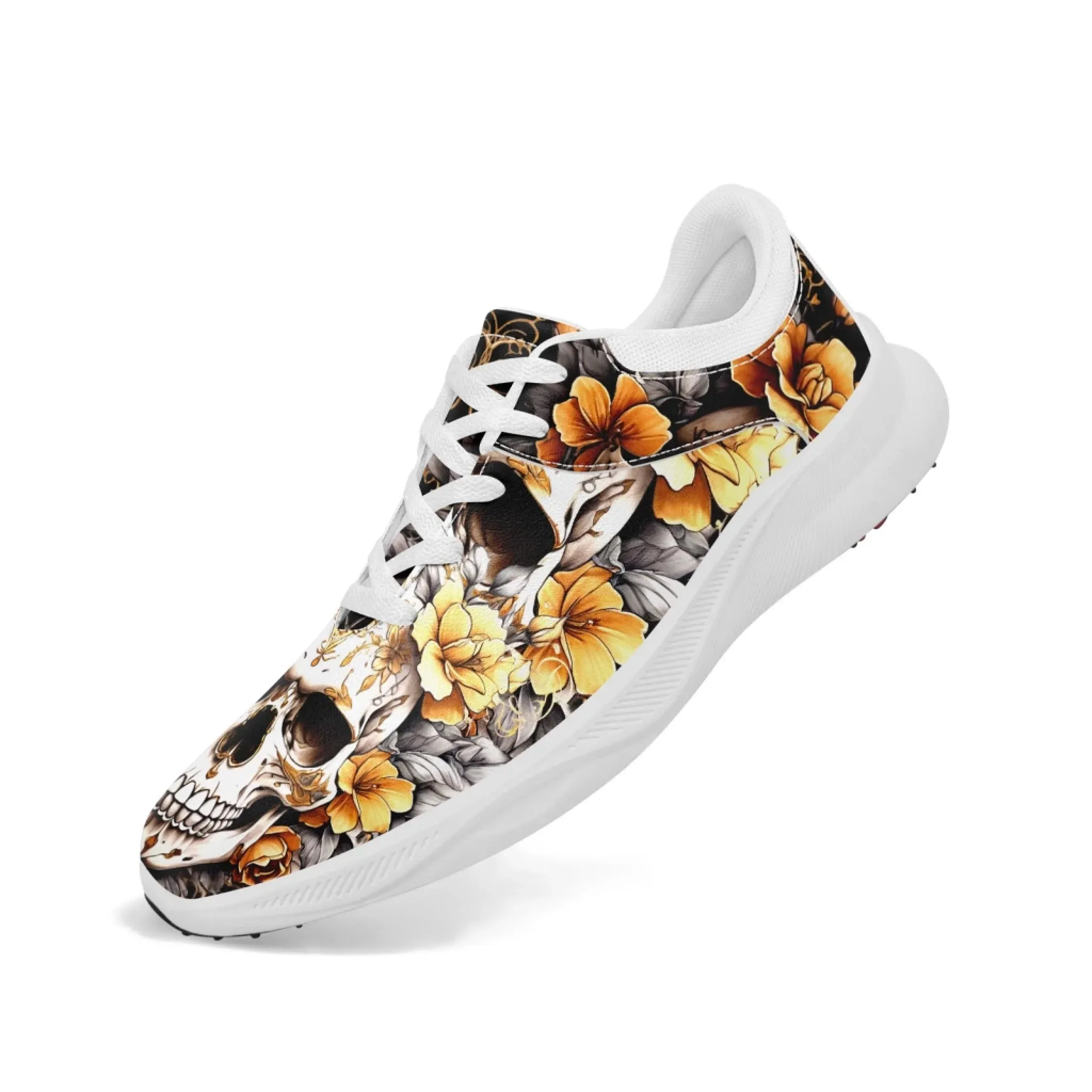 Personalized Gothic Style Golf Shoes, Custom Raven and Skull Golf Shoes, Dark Fashion Footwear