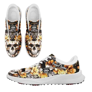 Best Walking Shoes For Golf Personalized Gothic Style Golf Shoes, Custom Raven and Skull Golf Shoes, Dark Fashion Footwear