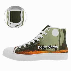 Personalized Halloween Design Sneakers, Custom Spooky Hight Top Shoes, Unisex Lace Up Shoes FN024-25023144 Ladies In High Heels
