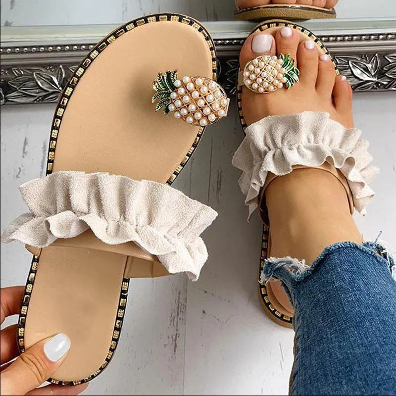 Flat Tap Shoes Pineapple & Ruffles Flat Sandals Womens Shoes