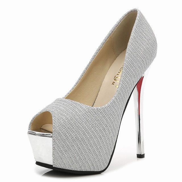 Sexy High Heels Party Pumps Women Shoes High Heel Platform Wedding Shoes Bride Pumps Peep Toe Stiletto Heels tacones mujer