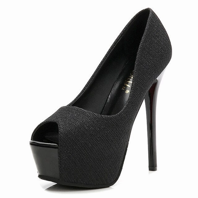 Sexy High Heels Party Pumps Women Shoes High Heel Platform Wedding Shoes Bride Pumps Peep Toe Stiletto Heels tacones mujer