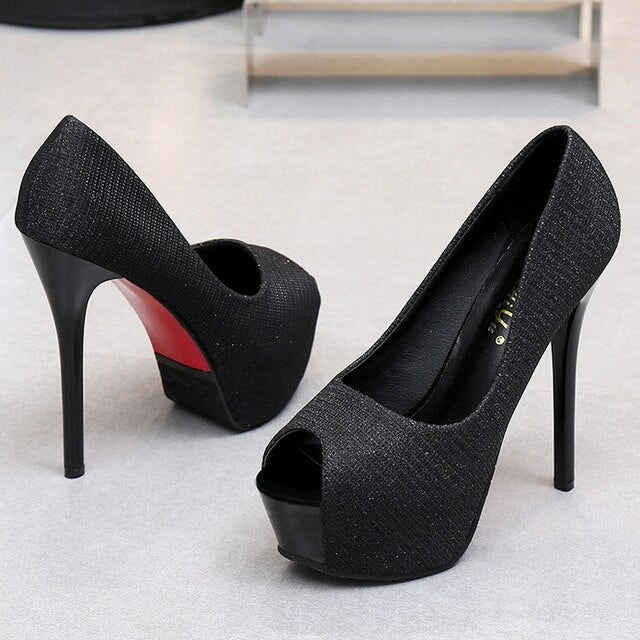High Heel Crocks Sexy High Heels Party Pumps Women Shoes High Heel Platform Wedding Shoes Bride Pumps Peep Toe Stiletto Heels tacones mujer