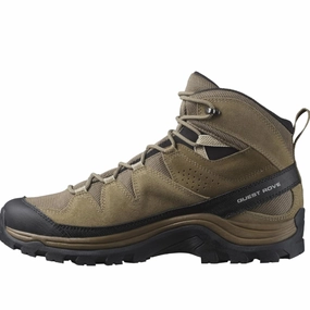 Salomon Men's QUEST ROVE GORE-TEX Leather Hiking Boots for Men, Kangaroo / Kelp / Black Goretex Hiking Boots