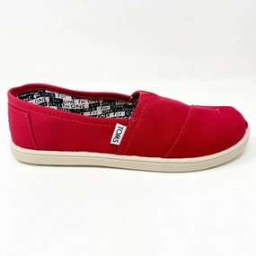Toms Classics Red Canvas Youth Slip On Casual Flats Shoes Best Shoes With Arch Support For Flat Feet