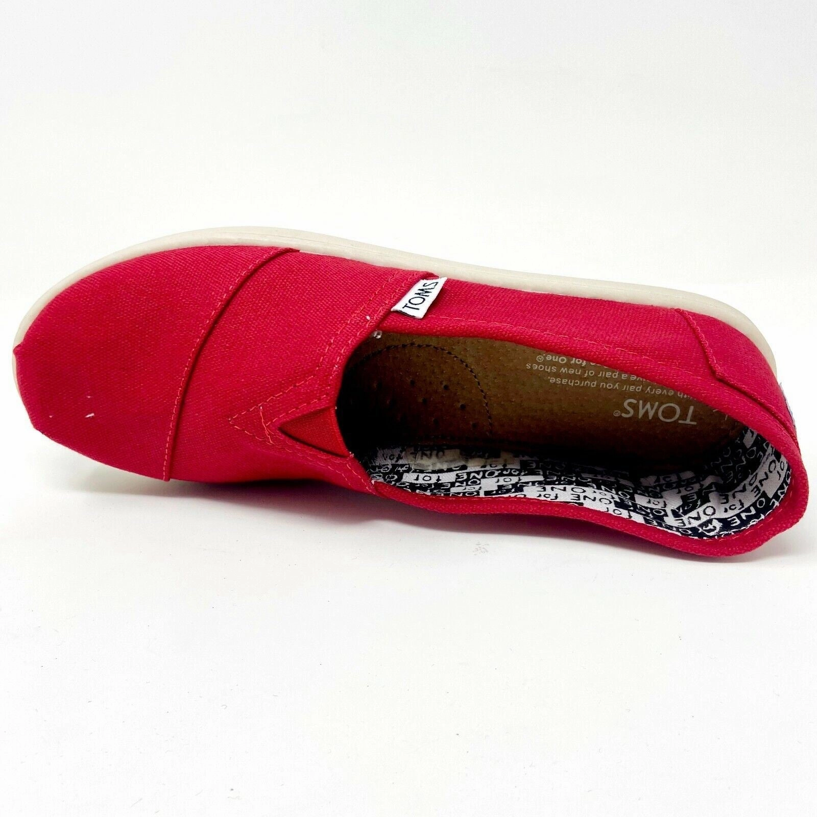 Flat Babydoll Shoes Toms Classics Red Canvas Youth Slip On Casual Flats Shoes