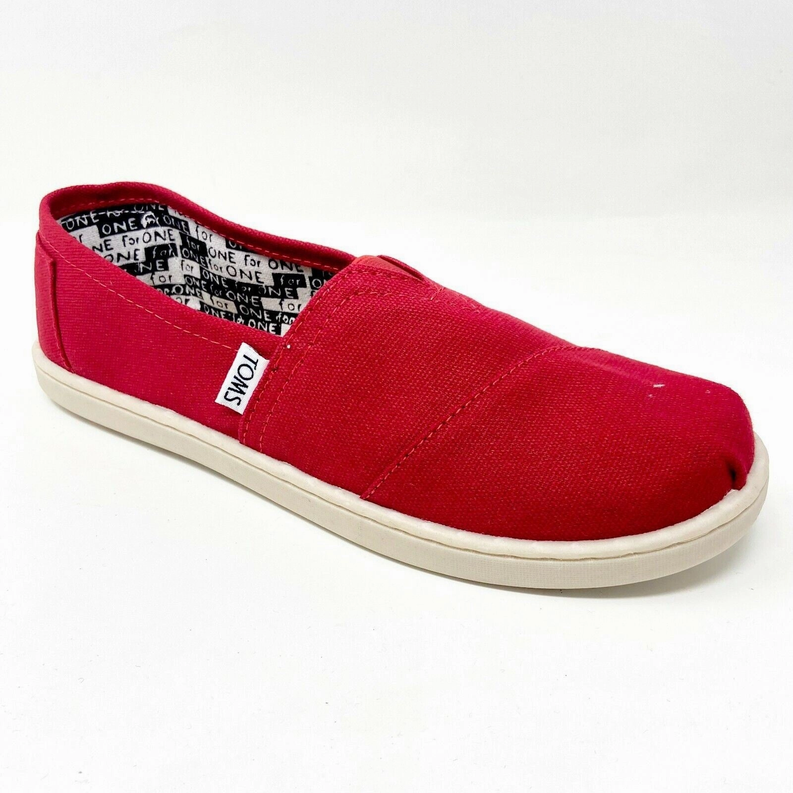 Recycled Shoes Flats Toms Classics Red Canvas Youth Slip On Casual Flats Shoes