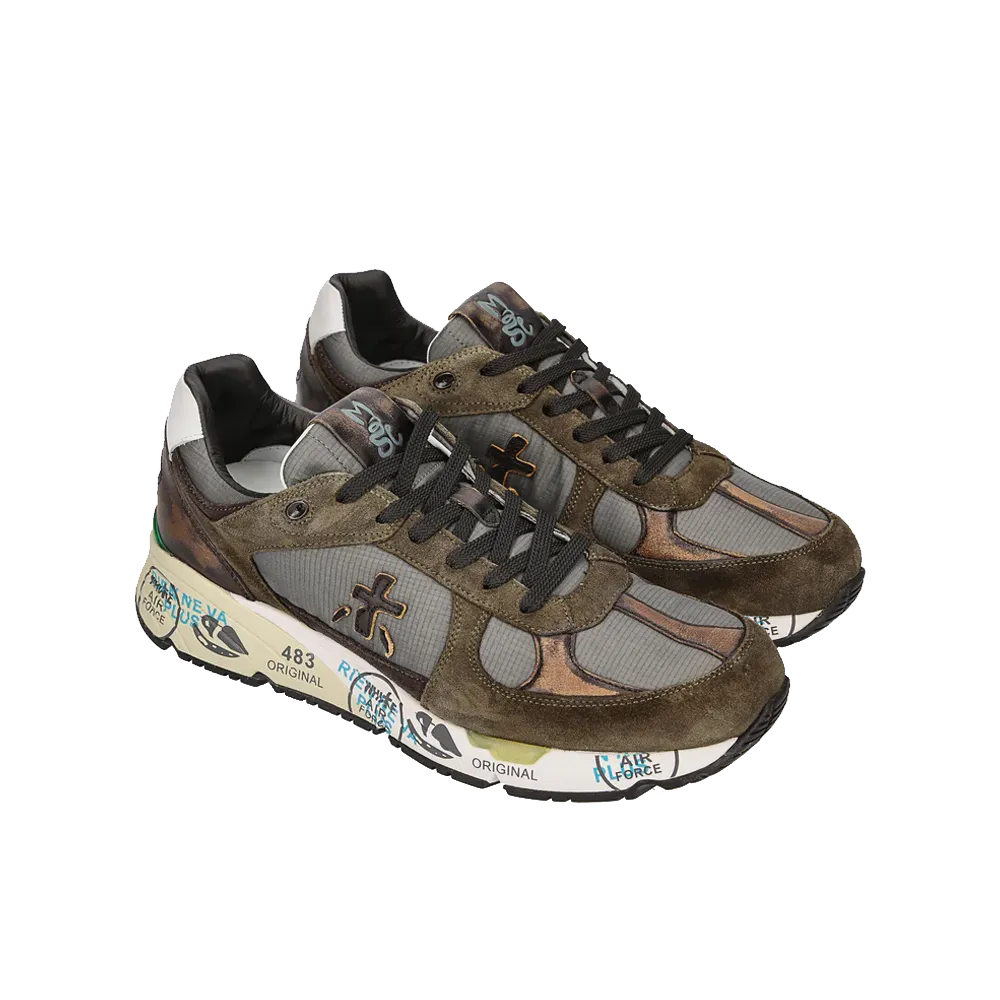Premiata Italian Premium Sneakers Green Mase-4005 Running Shoes With Spikes