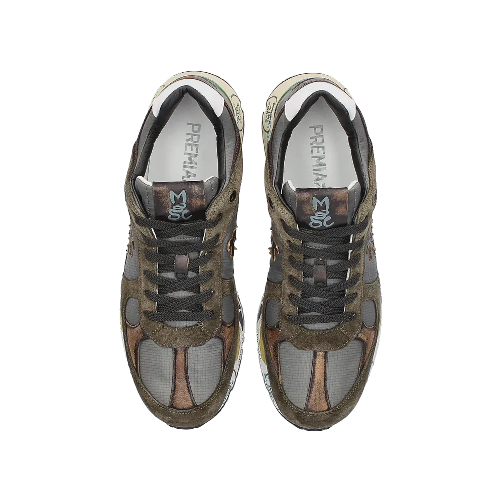 Premiata Italian Premium Sneakers Green Mase-4005 Hiking And Running Shoes
