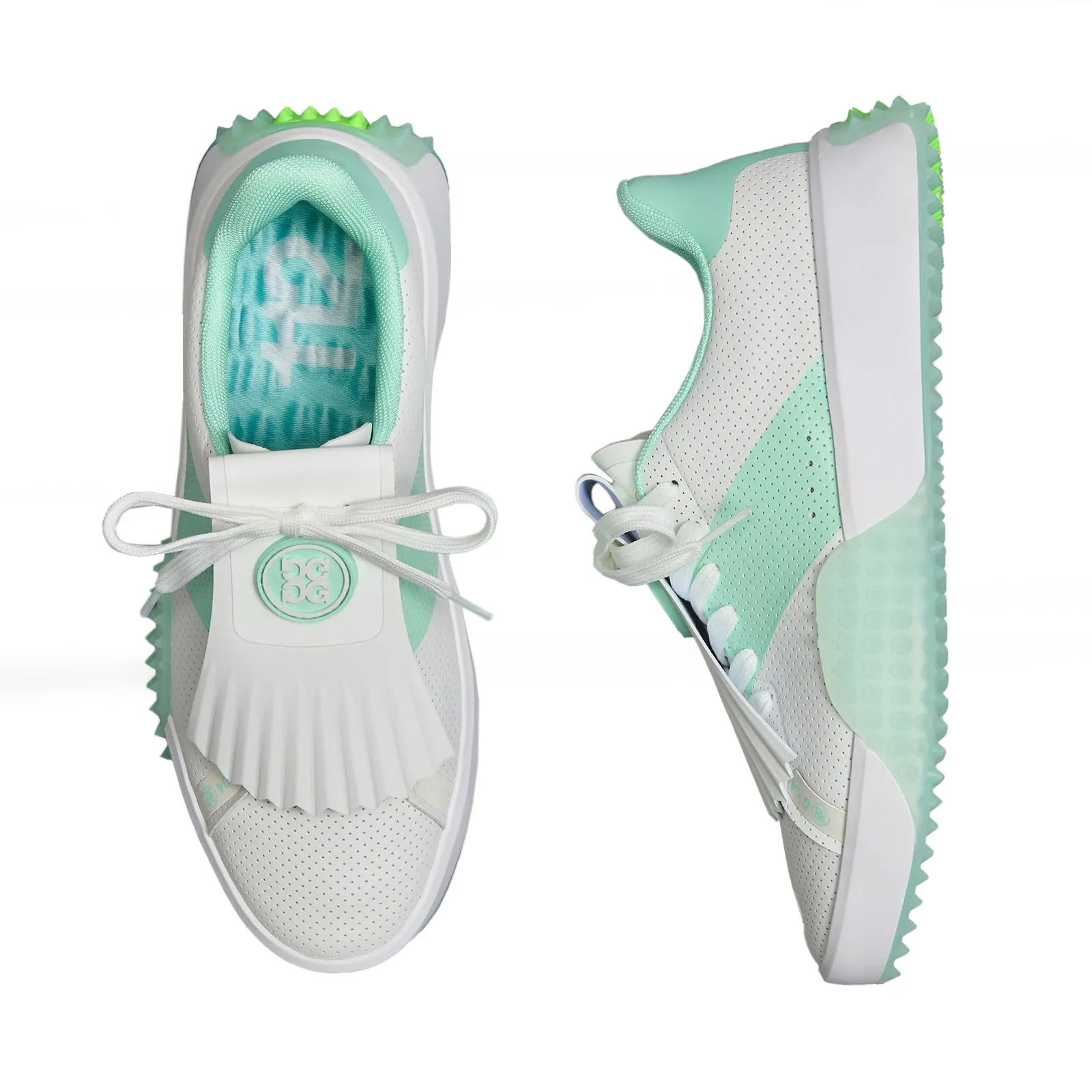 Bag For Golf G/Fore Women's G.112 Perforated Leather Kiltie Golf Shoes - Snow/Menthol