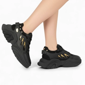 Side gold chunky-R23-2 Leather Heel Shoes