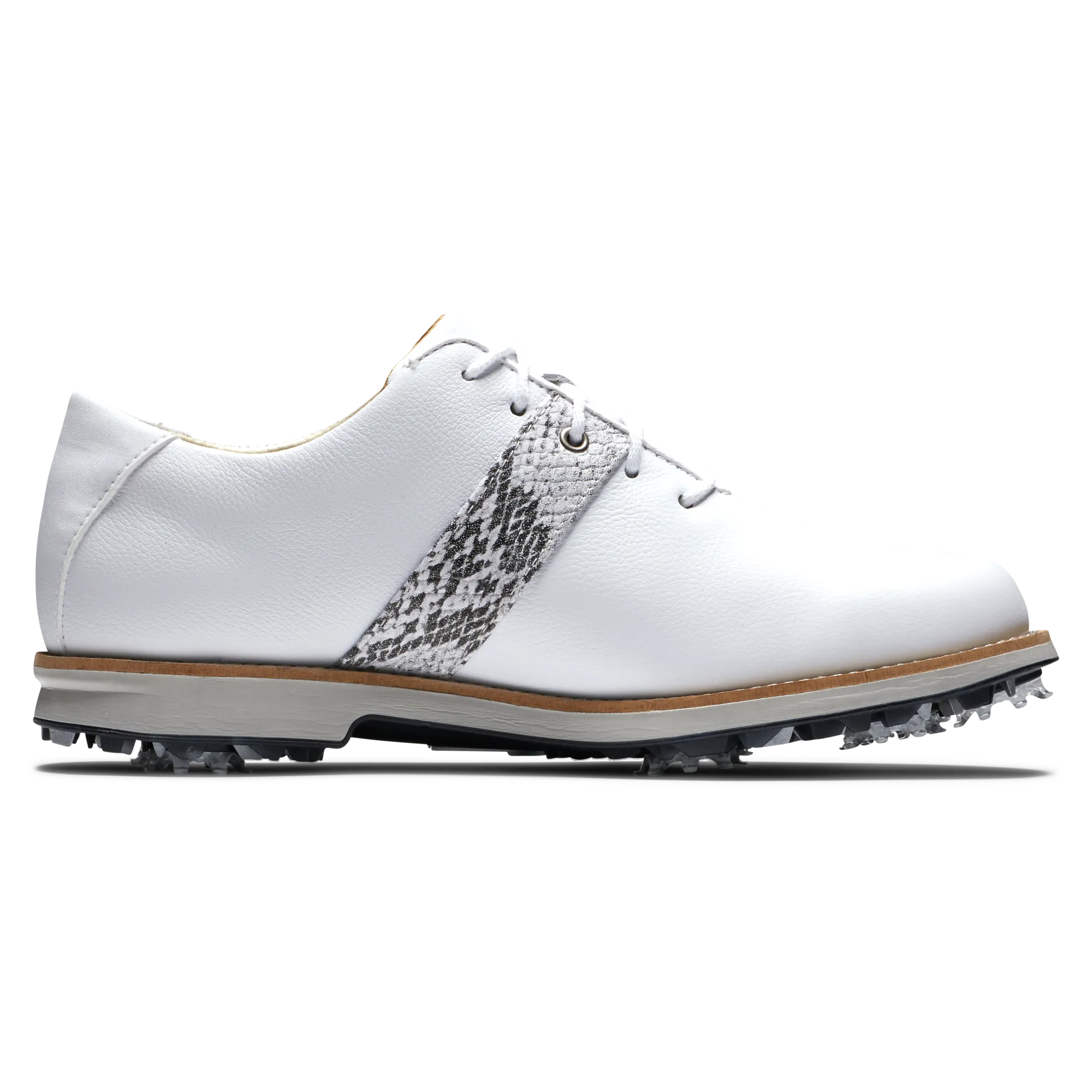 Spiked Vs Spikeless Golf Shoes FootJoy Women's Premier Golf Shoes- White/Crock Grey
