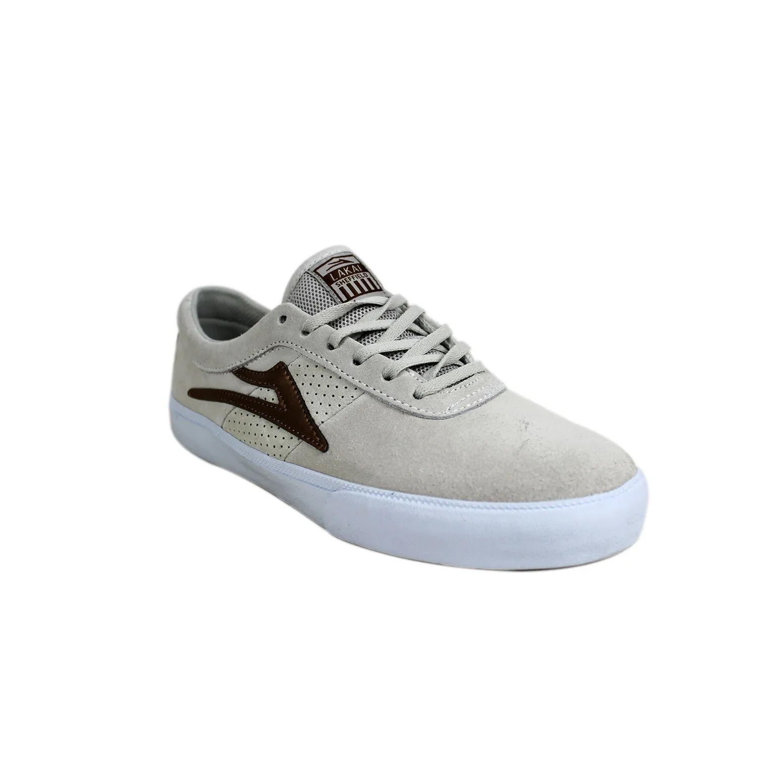 Sky Brown Skate Shoes Lakai Shoes Sheffield White/Bronze Suede