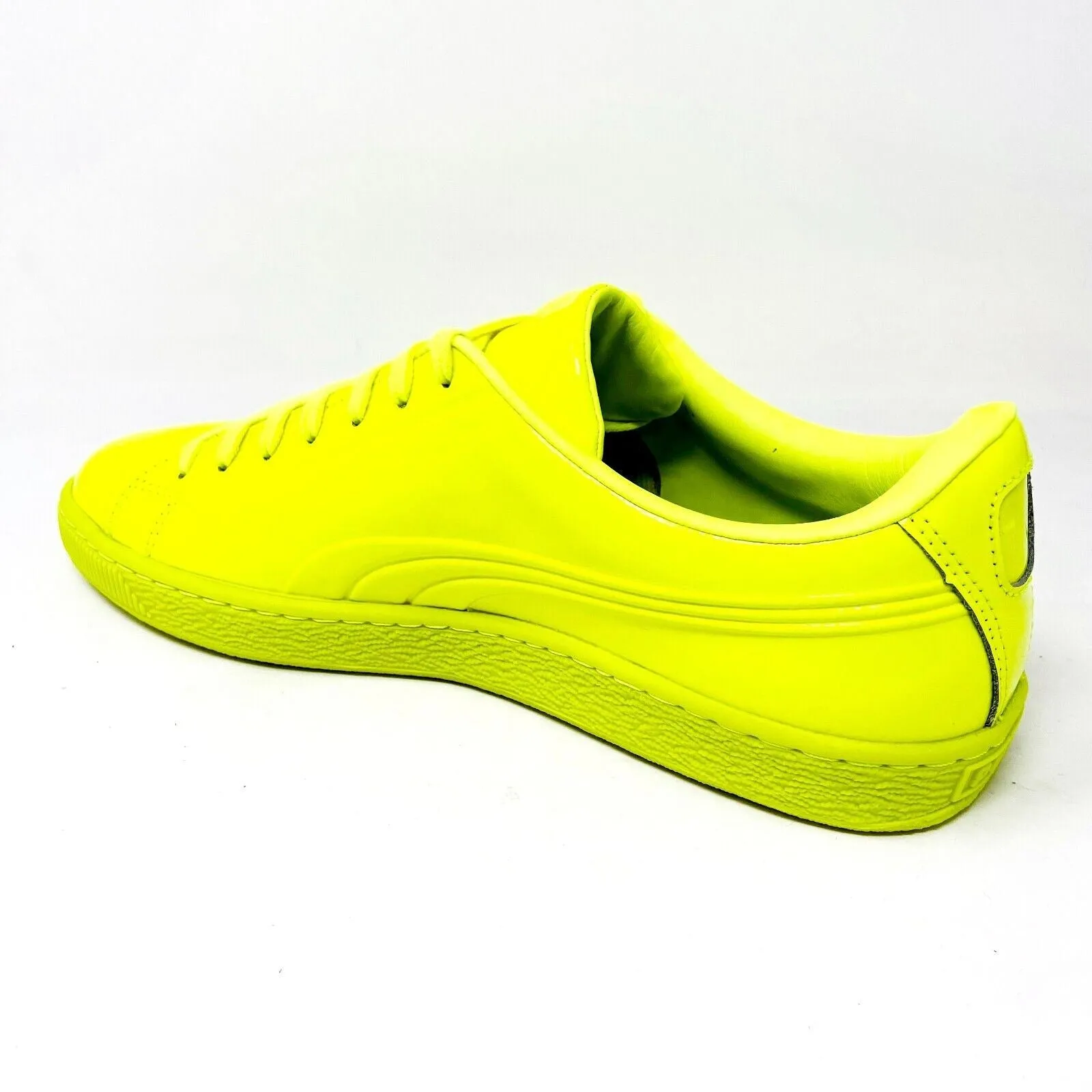 Moc Toe Oxford Shoes Puma Basket Classic Patent Emboss Safety Yellow Mens Casual Shoes 362035 02