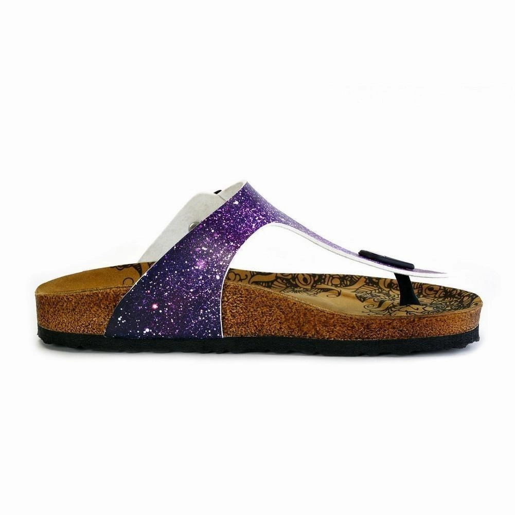 Purple, Blue, Pink Colored Space Star Bright, Patterned Sandal - CAL525 High Heel Cake Topper