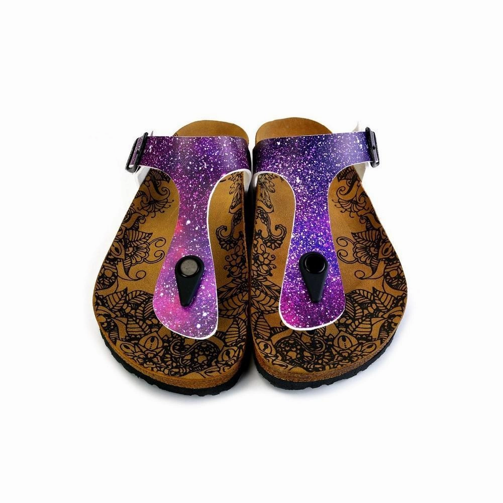 Purple, Blue, Pink Colored Space Star Bright, Patterned Sandal - CAL525 4th Of July High Heels