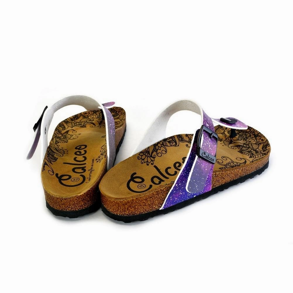 High Heels Men Purple, Blue, Pink Colored Space Star Bright, Patterned Sandal - CAL525