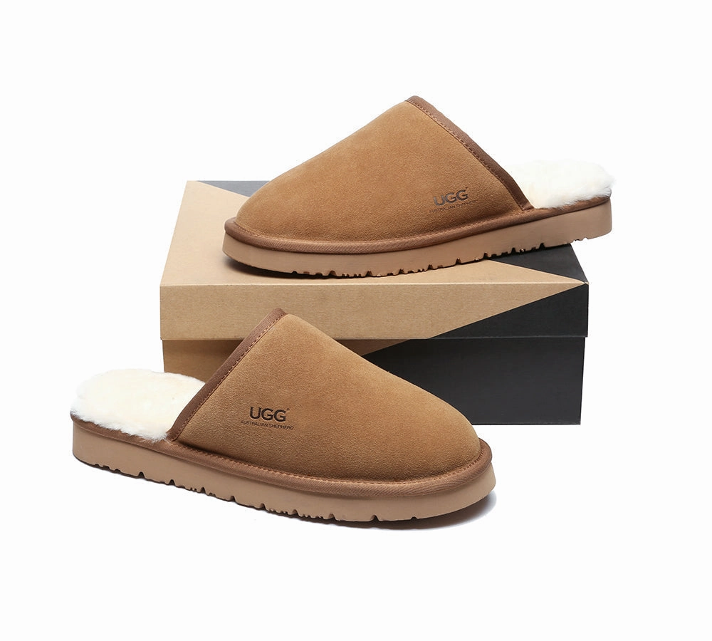 AUSTRALIAN SHEPHERD UGG Men Sheepskin Wool Slippers Cruz