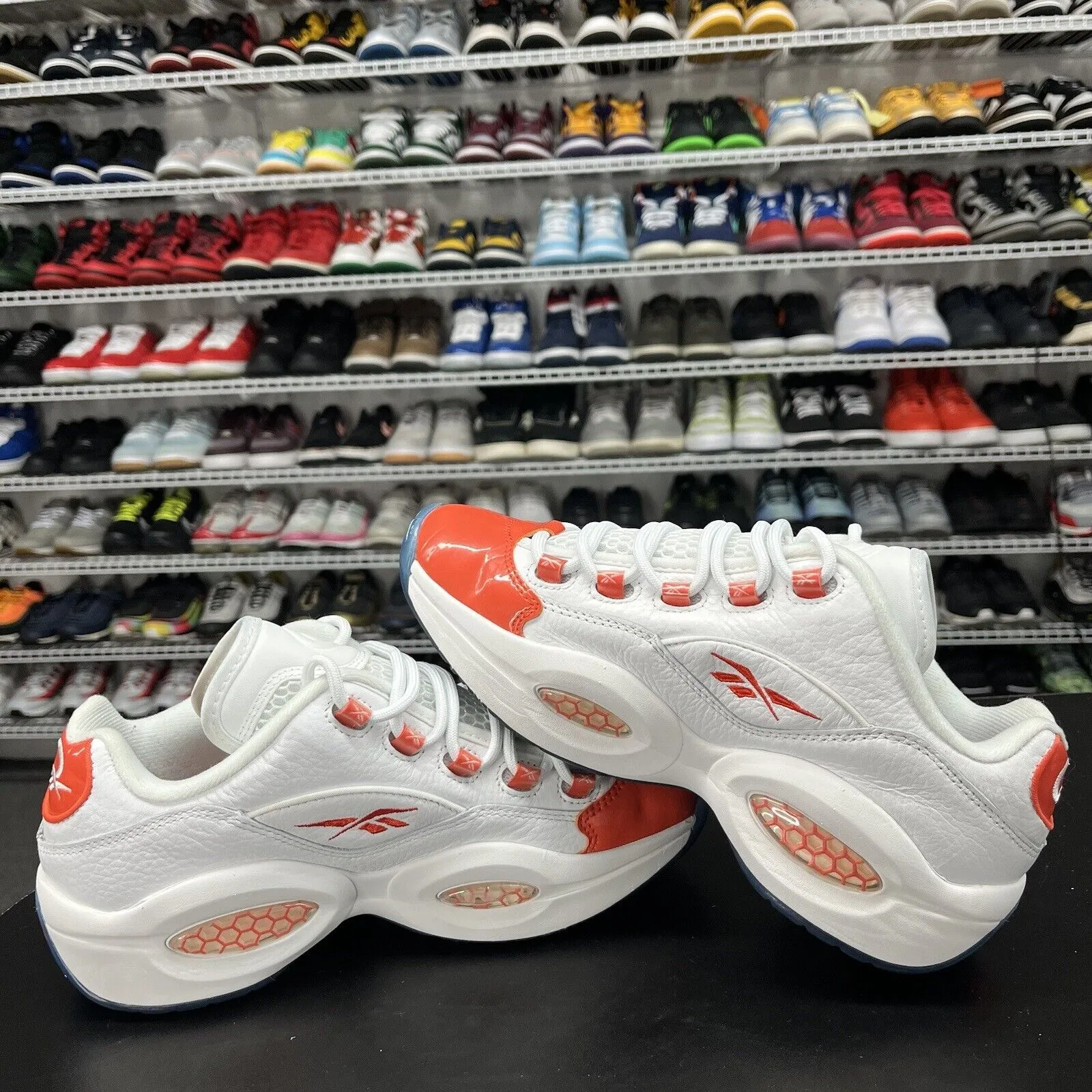 Slip On Fashion Sneakers Reebok Question Low Patent Leather Toe Orange GS FY2344 Youth Size 7