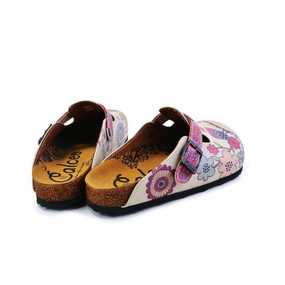 Pink, Blue, Red Flowers Pattern and Red Birds, White and Pink Love Written Owl Patterned Clogs - CAL374 Jean Thigh High Heels