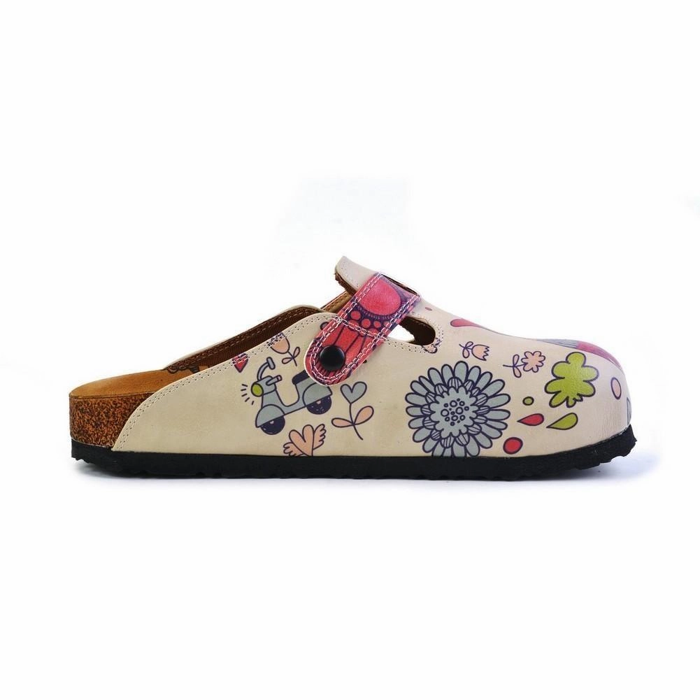 Pink, Blue, Red Flowers Pattern and Red Birds, White and Pink Love Written Owl Patterned Clogs - CAL374 High Heel Dangle