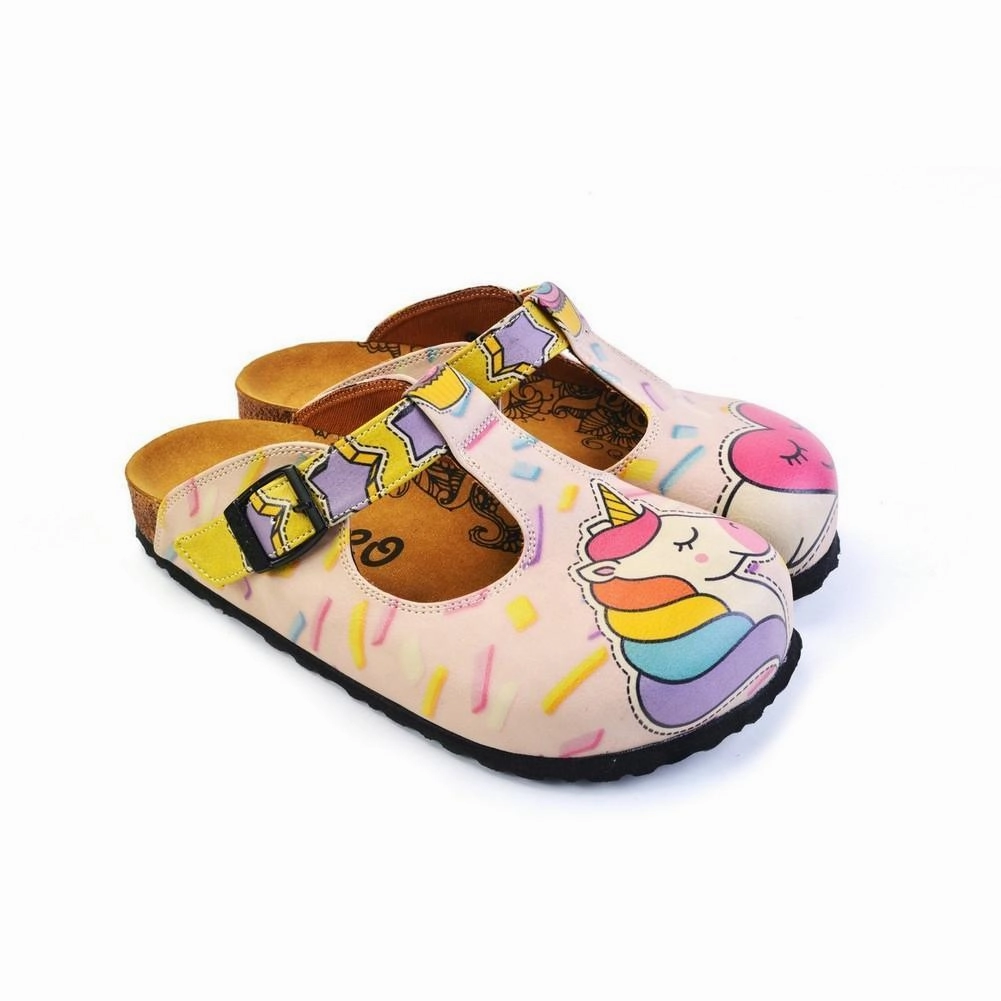 Call It Spring High Heels Pink Candy and Pink Unicorn, Pink Heart Patterned Clogs - CAL1507