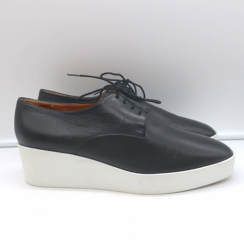 Robert Clergerie Lindsey Platform Wedge Oxfords Black Leather Size 41 Pants And Oxfords