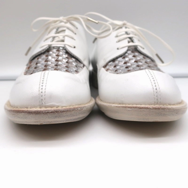 Rocco P Lace-Up Oxfords White & Silver Woven Leather Size 37.5 NEW Oxfords Vs Derby Shoes