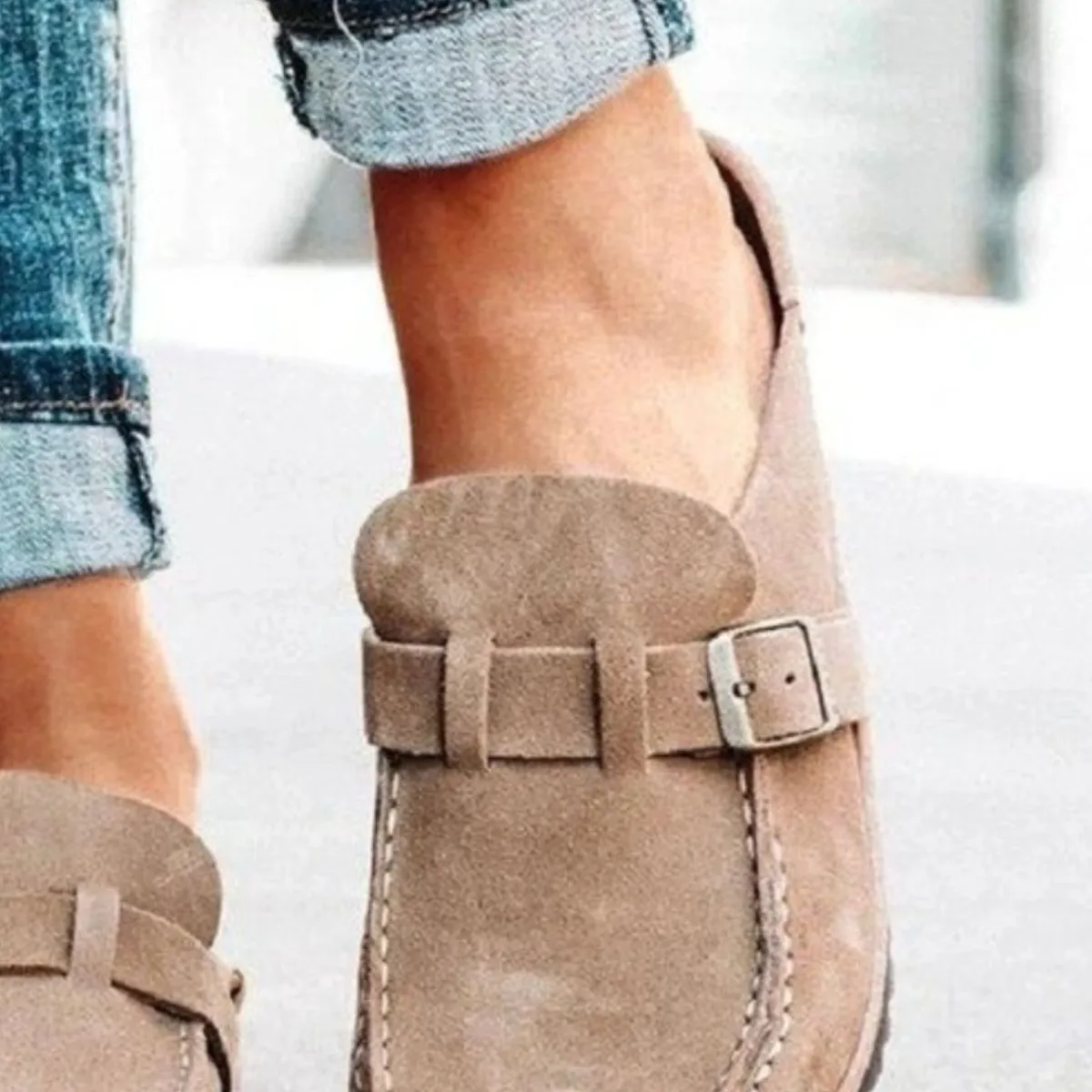 Round Toe Low Heel Buckle Loafers Types Of Loafers