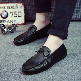 Round Toe Man Casual Shoe Flat Leather Shoes for Men Non Slip and Waterproof In Promotion Luxury Sale Elegant Social 2024 Trend Pedal Shoes