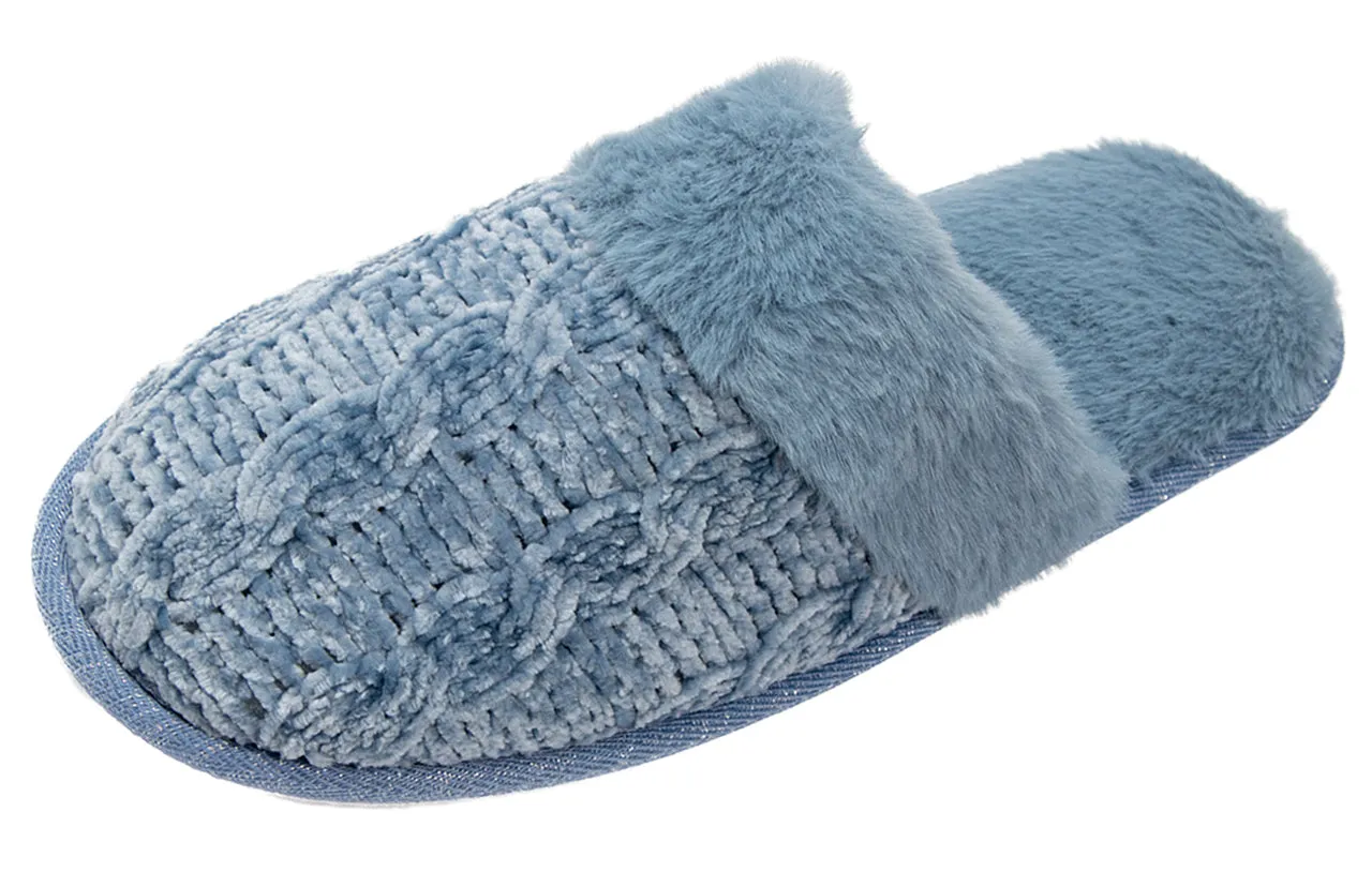 Roxoni Clog Sandals for Women  Fur Trim Slippers  Sweater Knit Slippers Rcvry Slides